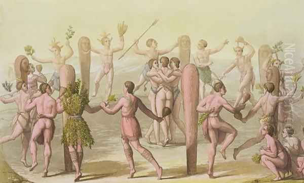 Indigenous Natives Doing a Ceremonial Dance - view 1