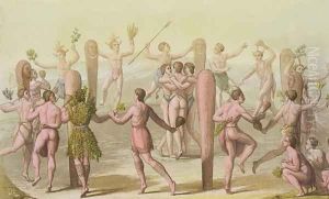 Indigenous Natives Doing a Ceremonial Dance by John White