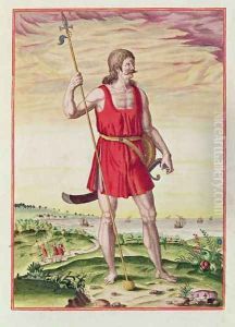 Man from a Neighbouring Tribe to the Picts, from Admiranda Narratio.., engraved by Theodore de Bry (1528-98) 1585-88