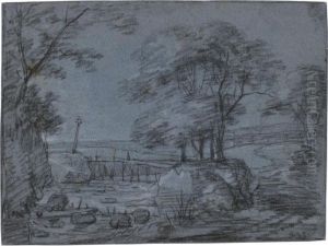 Rugged River Landscape by Simon De Vlieger