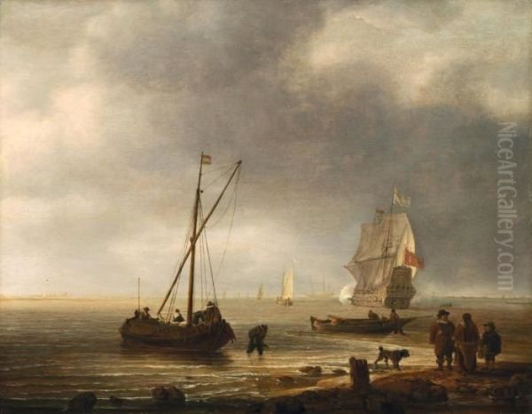 Strandansicht Mit Segelschiff Und Booten - view 1