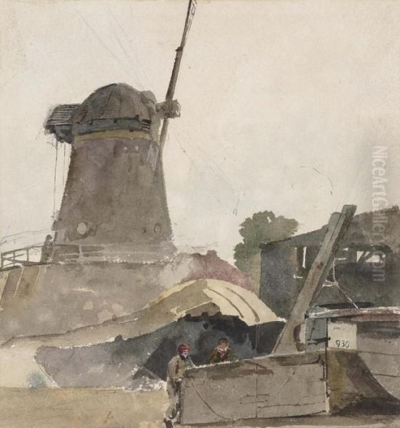A Windmill And Boatmen - view 1