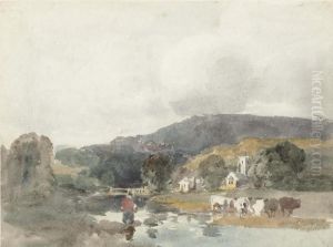 Stepping Stones, Possibly At Hubberholme, North Yorkshire by Peter de Wint