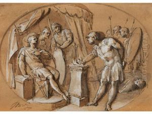 Die Feuerprobe Des Gaius Mucius Scaevola Vor Dem Etruskerkonig Porsenna by Jacob de Wit