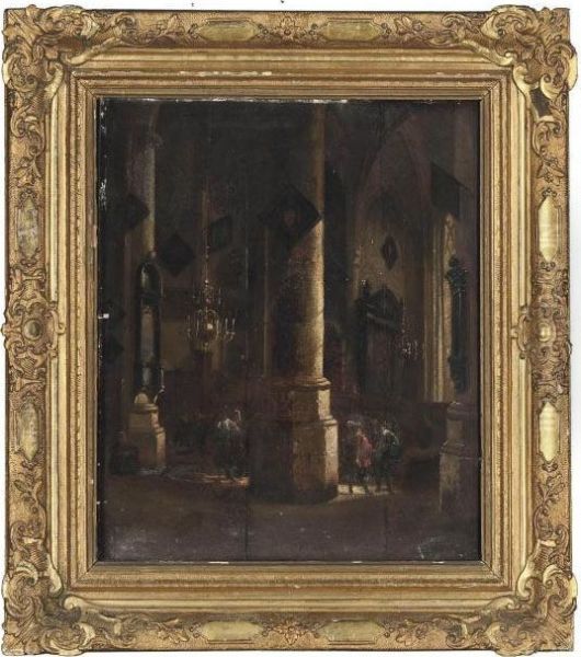 A Church Interior With Figures Conversing - view 1