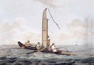 A Sailing Canoe of Otaheite, from Views in the South Seas, pub. 1792 by John Webber