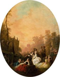 Elegante Assemblee Devant Un Spectacle De Marionnettes by Philibert-Louis Debucourt