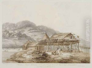 Balagans or Summer Habitations, with the Method of Drying Fish at St. Peter and Paul, Kamtschatka, from Views in the South Seas, pub. 1792