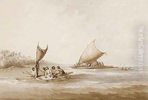 Boats of the Friendly Islands, from Views in the South Seas, pub. 1791 by John Webber