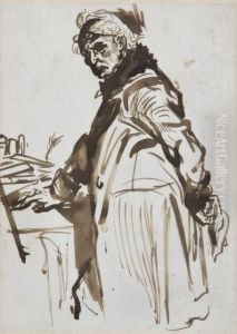 Portrait D'homme Appuye Sur Un Bureau