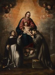 Madonna Mit Kind Und Den Heiligen Dominikus Und Franziskus