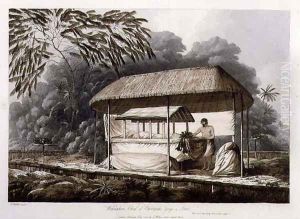 Waheiadooa, Chief of Oheitepeha, Lying in State, from Views in the South Seas, pub. 1789