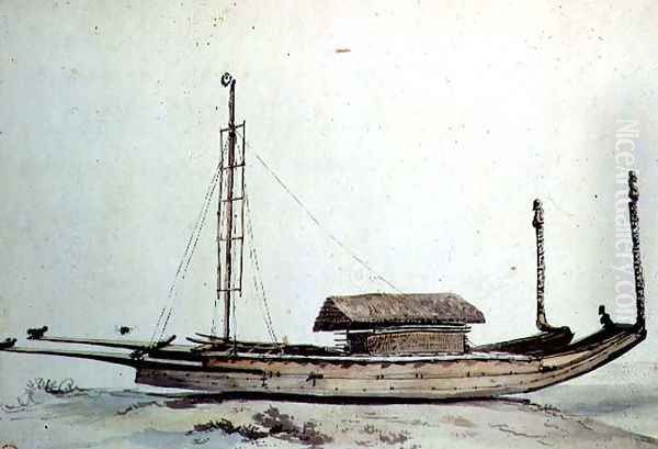 Tahitian double canoe made in 1777 - view 1