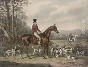 John Mytton Esq., on a chestnut hunter, with his hounds, in an extensive landscape, published by W.Smith, 1841 by John Webber