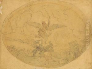 Studie Fur Das Fresko In Der 
Kirche Saint Sulpice In Paris: Der Heilige Michael Einen Damon Besiegend