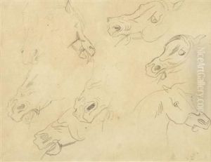 Horse Studies by Eugene Delacroix