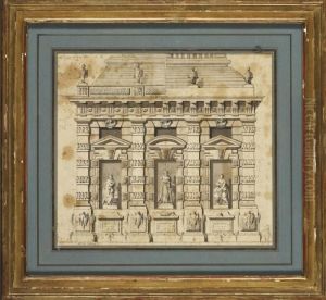 Projet De Facade D'un Palais Avec Des Statues Dans Des Niches by H. Delafosse