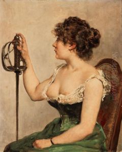 Ung Kvinna Med Varja by Jules Delaunay