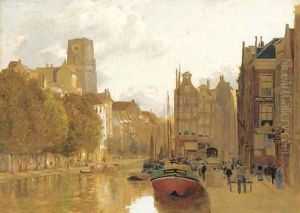 A view of Rotterdam with the Laurens church in the background by James Thomas Watts