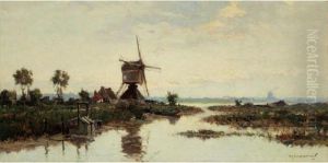 Niederlandische Polderlandschaft by Gerardus Jacobus Delfgaauw