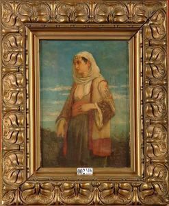 Belle Ottomane En Costume Traditionnel by Cesare Felix dell' Acqua