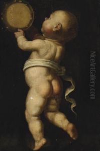 A Putto With A Tambourine by Pietro Della Vecchio