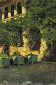 Portico E Giardino Di Villa Delleani In Pollone by Lorenzo Delleani