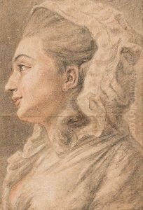 Profile Portrat Of A Lady by Gilles I Demarteau