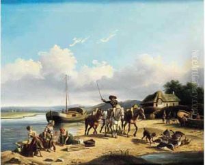 Lavandieres Et Voyageurs Pres D'une Fontaine