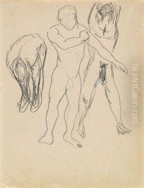 Two Male Figure Drawings - view 1