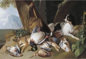 Hunting Still Life With Game Birds And Zette, The Hound by Claude Francois Desportes
