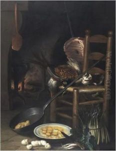Les Preparatifs Du Repas Devant La Cheminee by Claude Francois Desportes