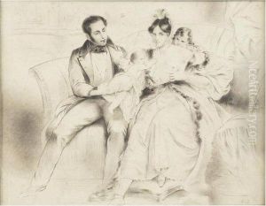 L'heureuse Famille by Eugene Francois Marie Joseph Deveria