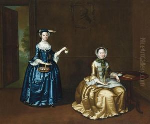 Two Ladies In An Interior by Arthur Devis