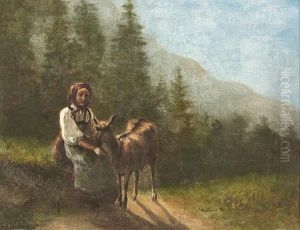 "une Petite Fille Et Une Chevre A Iseltwald". by Francois Diday