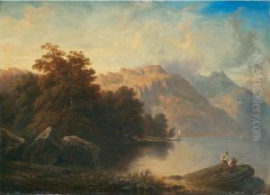 A Swiss Lake Scene by Francois Diday
