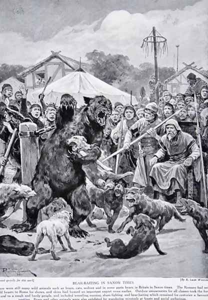 Bear Baiting in Saxon Times, illustration from Hutchinsons Story of the British Nation, c.1920 - view 1