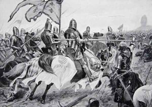 The Battle of Crecy, 26th August 1346, illustration from The History of the Nation by Richard Caton Woodville