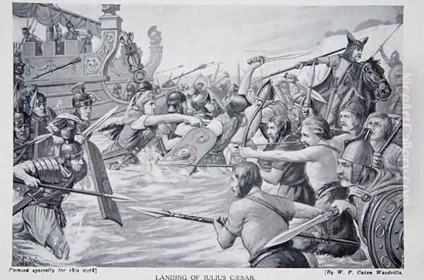 The Landing of Julius Caesar, illustration from Hutchisons Story of the British Nation, c.1920 - view 1