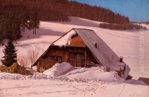 Schwarzwaldhaus Im Schnee (black Forest House In The Snow) by Hermann Dischler