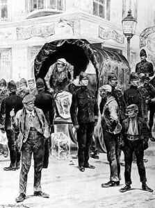 A Gilbertian strike scene outside the Savoy, 1910 by Richard Caton Woodville