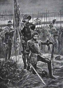 Henry VII crowned at Bosworth, illustration from The History of the Nation by Richard Caton Woodville