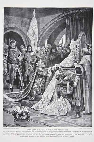 John pays homage to the Papal legate, 1213, illustration from The History of the Nation - view 1