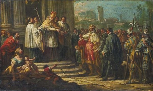 Saint Ambroise Refusant L'acces De Son Eglise A L'empereur Theodose - view 1