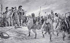 Vespasian rescued by his son Titus, illustration from The History of the Nation by Richard Caton Woodville