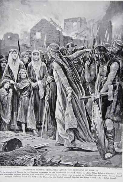 Prisoners before Ethelfled after the storming of Brecon, illustration from the book The History of the Nation - view 1