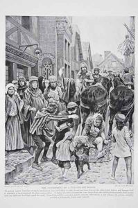 The punishment of a fraudulent baker, illustration from The History of the Nation by Richard Caton Woodville