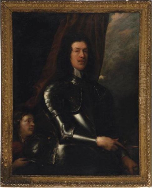Portrait Of A Gentleman, Three-quarter Length, In Armor, With A Page At His Side - view 1