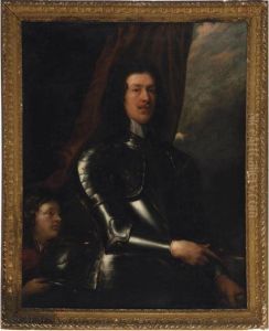 Portrait Of A Gentleman, Three-quarter Length, In Armor, With A Page At His Side by William Dobson