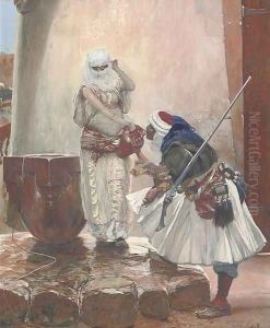 An Arab warrior pausing for refreshment by Richard Caton Woodville